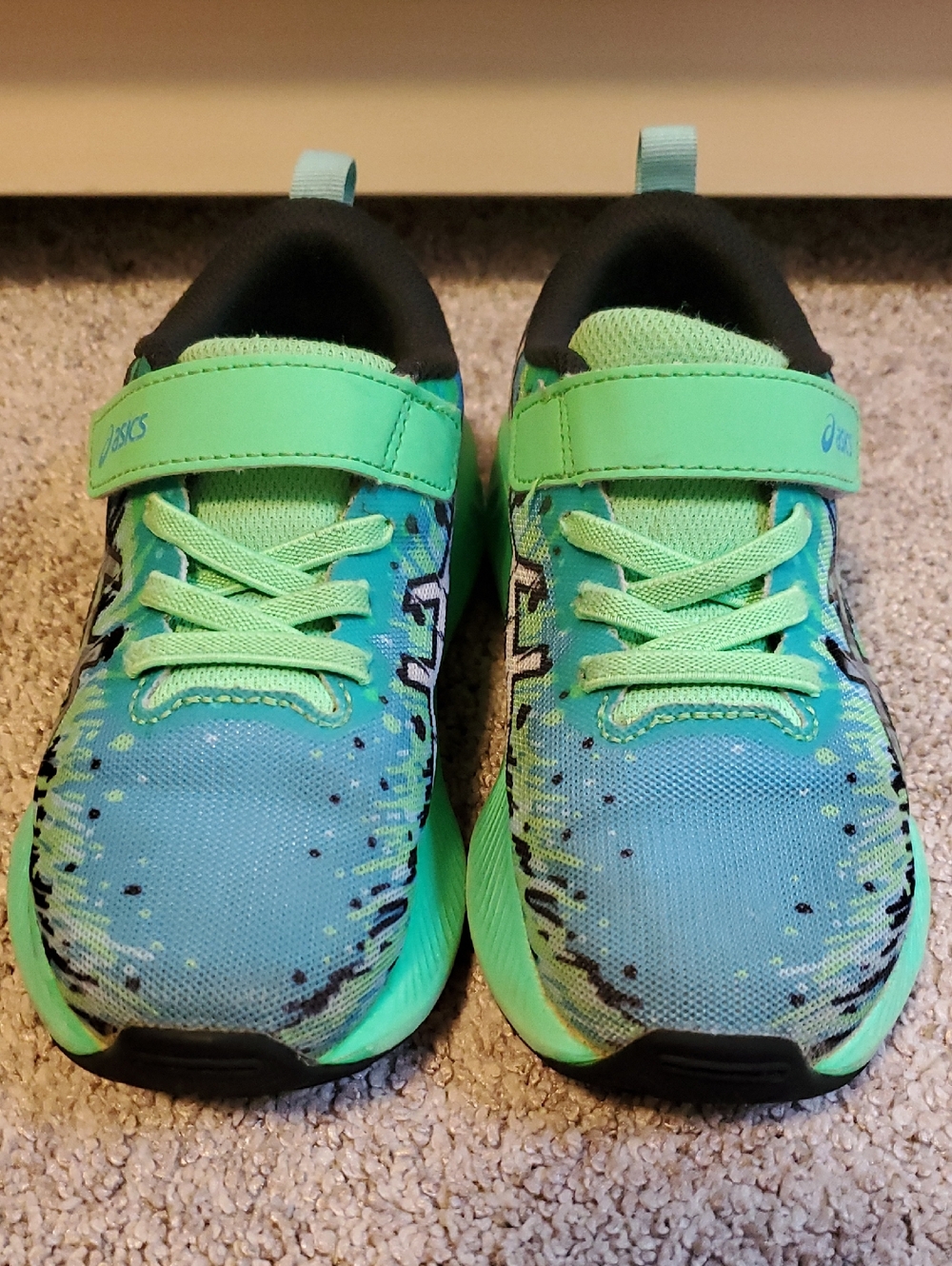 SIZE 12, ASICS Kids' Green Blue Athletic, NOOSA TRI 13, Sneakers